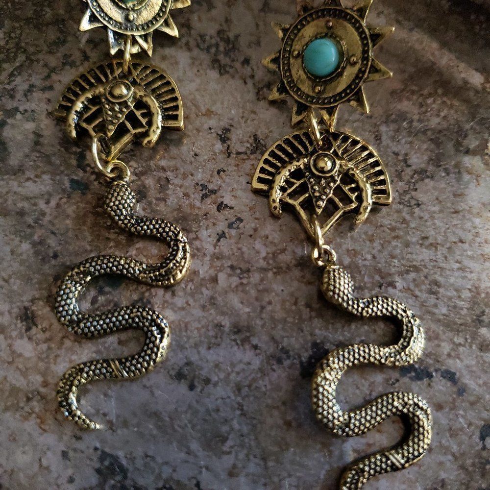 Artisan Goddess Snake Earrings - Picture 14 of 15